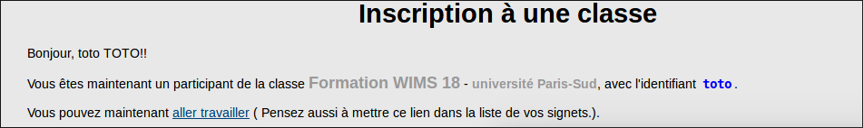 page de confirmation de la cr�ation du compte �tudiant